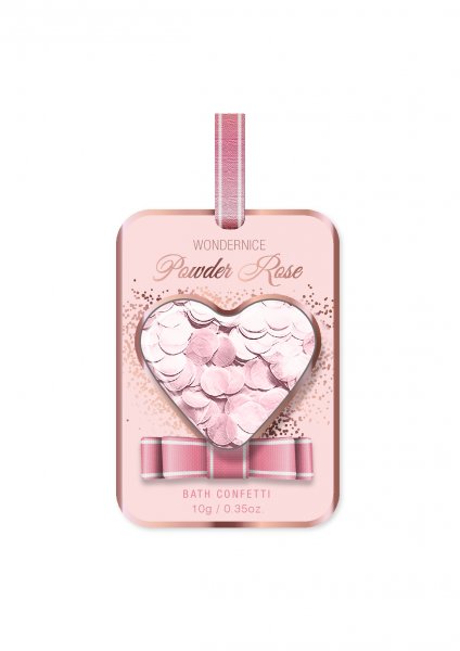 7g Badekonfetti "Powder Rose" auf Blisterkarte rosa mit Herzfenster